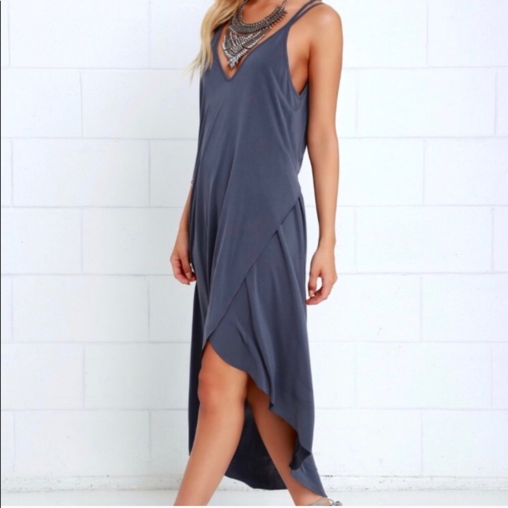 Mood and melody washed blue high low dress